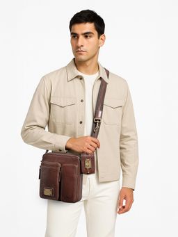 Hidesign - Genuine Leather Men Tan Crossbody Bag (S)