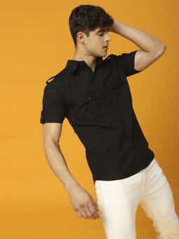 Neha Gursahani - Embroidered Tiger Motif Black Shirt
