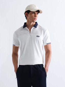 U.S. POLO ASSN. - White Men's Solid Slim Fit Polo T-shirt