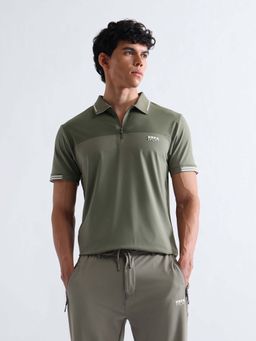 U.S. POLO ASSN. - Green Men's Solid Slim Fit Polo T-shirt