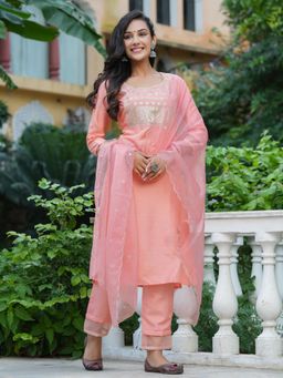 Vaamsi - Women Poly Silk Embroidered Kurta Pants & Dupatta (Set of 3)