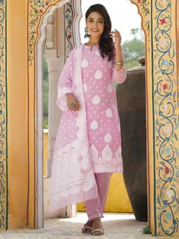 Vaamsi - Women Poly Chanderi Woven Design Kurta Pants & Dupatta (Set of 3)