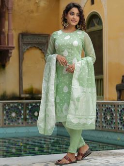 Vaamsi - Women Poly Chanderi Woven Design Kurta Pants & Dupatta (Set of 3)