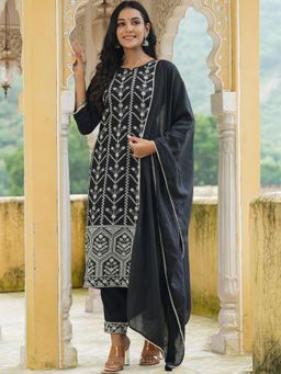 Vaamsi - Women Poly Silk Embroidered Kurta Trousers with Dupatta (Set of 3)