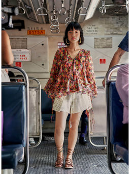 Style Junkiie - Multi-Colour Trellis Cascade Ruffle Top