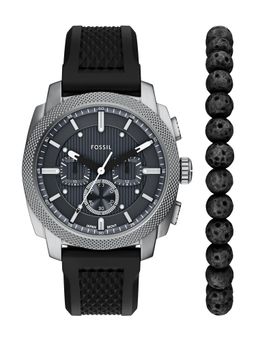 Fossil - Machine Silver Toned Mens Quartz Watch with Bracelet Fs6145Set (M)