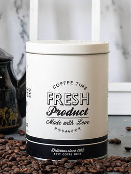 Voncasa - Metal Coffee Jar Off White (1000ml)