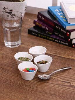 CLAY CRAFT - Basics Fine Ceramic Condiment, Dipping Bowls Set of 4 - 50 ml Each