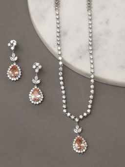 Beryachi - Rose Diamante Necklace and Earrings