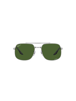 Ray-Ban - Silver Sunglasses (0RB3699-Square-Silver Frame-Green Lens-56: 59 mm)