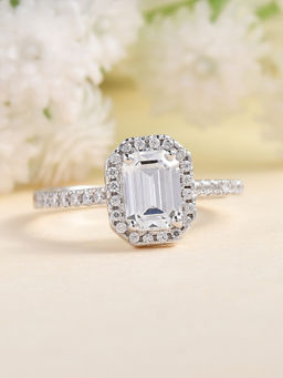 Ornate Jewels - 925 Silver 1.5 Carat American Diamond Adjustable Ring for Women and Girls