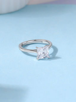 Ornate Jewels - 925 Silver 2.83 Carat American Diamond Sparkle Adjustable Ring for Women & Girls