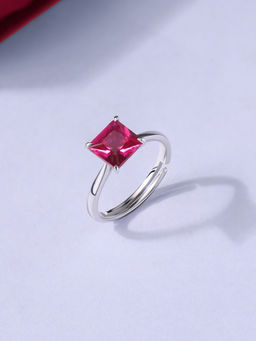 Ornate Jewels - 925 Silver Passion Pink Embrace Adjustable Ring for Women & Girls
