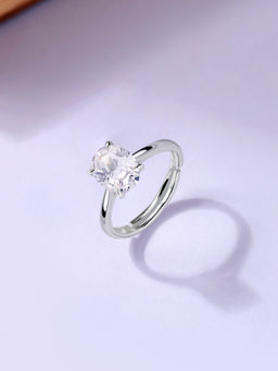 Ornate Jewels - Women 925 Silver American Diamond Sparkle Adjustable Ring