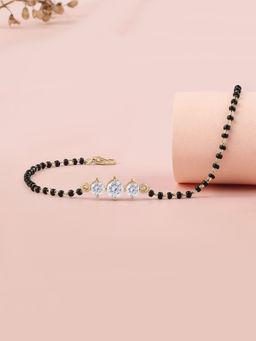 Ornate Jewels - 925 Silver 18K Gold Plated American Diamond Mangalsutra Bracelet (Adjustable)