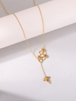 Ornate Jewels - 925 Silver 18K Gold Plated Pear 0.15 Carat Natural Citrine Necklace (Adjustable)