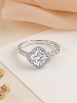 Ornate Jewels - 925 Silver Rhodium Plated 1.5 Carat American Diamond Ring