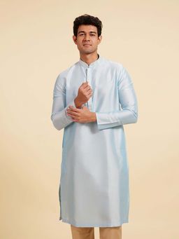 Diwas by Manyavar - Men Blue Viscose Blend Solid Kurta