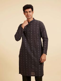 Diwas by Manyavar - Men Black Cotton Woven Kurta
