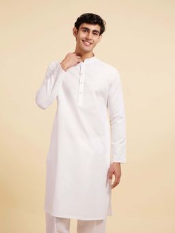 Diwas by Manyavar - Men White Cotton Solid Kurta
