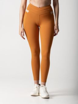 STRCH - Caramel Solid Nylon Slim Fit High Rise Leggings