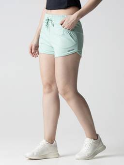 STRCH - Mint Solid Slim Fit Mid Rise Running Shorts