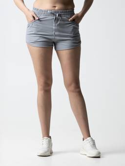 STRCH - Grey Solid Slim Fit Mid Rise Running Shorts