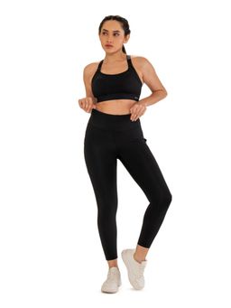 STRCH - Black Solid Nylon High Rise Leggings