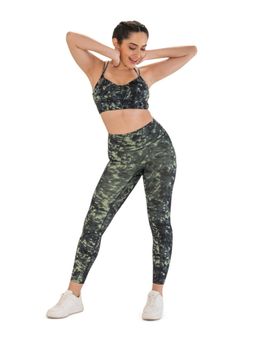 STRCH - Workout Essentials Green Printed High Rise Gym Leggings