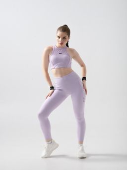 STRCH - Lavender Solid Nylon High Rise Leggings