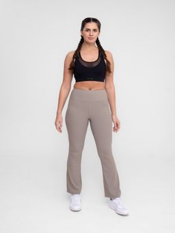 STRCH - Beige Solid Nylon High Rise Gym Leggings