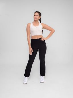 STRCH - Black Solid Nylon High Rise Gym Leggings