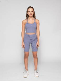 STRCH - Grey Printed Slim Fit High Rise Shorts