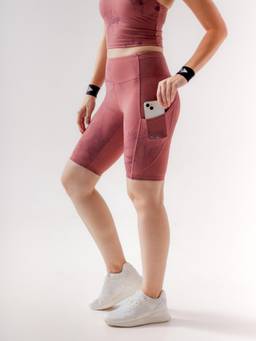 STRCH - Pink Printed Slim Fit High Rise Shorts