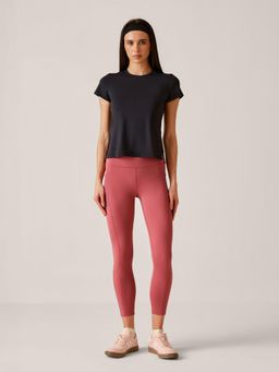 STRCH - Dusty Rose Solid Nylon High Rise Leggings
