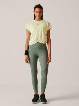 STRCH - Pine Green Solid Nylon High Rise Leggings