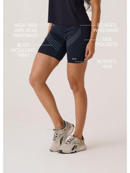 STRCH - Jet Black High Rise Slim Fit Workout Shorts