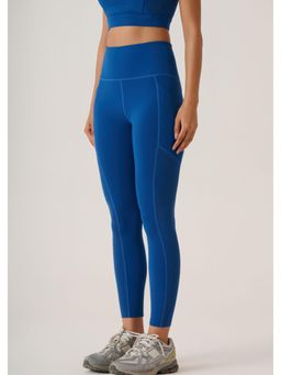 STRCH - Dodger Blue Solid Slim Fit High Rise Reflective High Performance Leggings