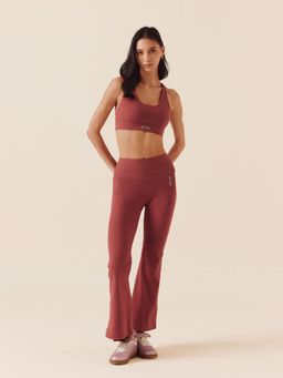 STRCH - Masala Red Solid Nylon High Rise Leggings
