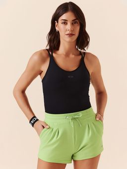 STRCH - Pear Green Solid Regular Fit High Rise Running Shorts