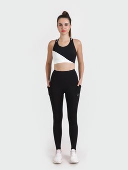 STRCH - Black Solid Nylon High Rise Leggings