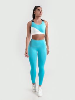STRCH - Sky Blue Solid Nylon High Rise Leggings