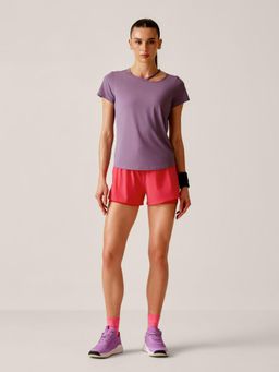 STRCH - Pink Solid Regular Fit High Rise Running Shorts