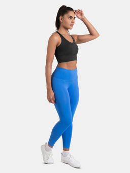 STRCH - Flex Elevated Blue Solid High Rise Gym Leggings
