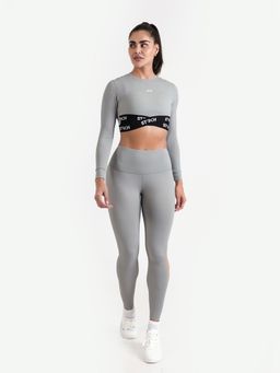 STRCH - Flex Elevated Grey Solid High Rise Gym Leggings