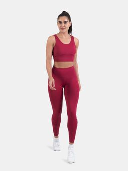 STRCH - Flex Elevated Maroon Solid High Rise Gym Leggings