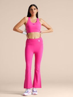 STRCH - Powerpuff Pink Printed High Rise Slim Fit with Slit Gym Leggings
