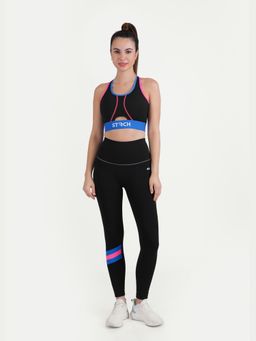 STRCH - Flex Core Black Printed High Rise Gym Leggings