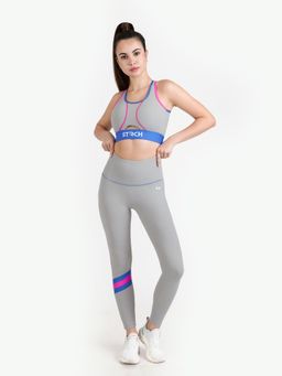STRCH - Flex Core Grey Printed High Rise Gym Leggings