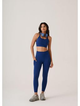 STRCH - Navy Blue Solid Slim Fit High Rise Reflective Coreactive Leggings